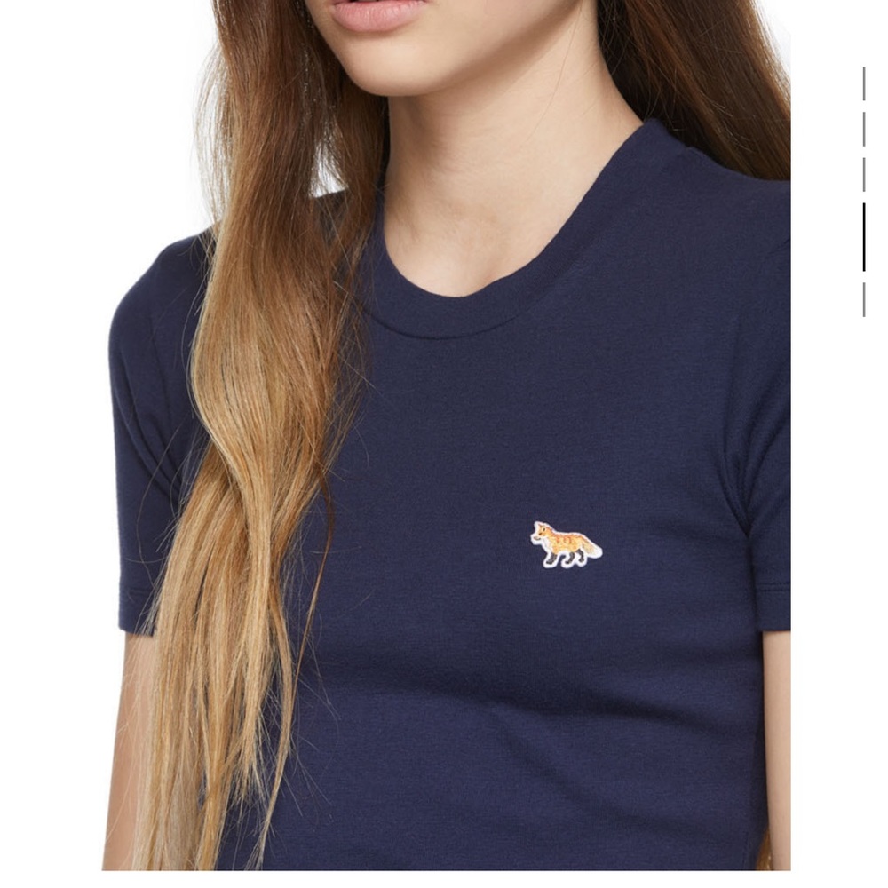 Maison Kitsune Navy Profile Fox Patch T-shirt